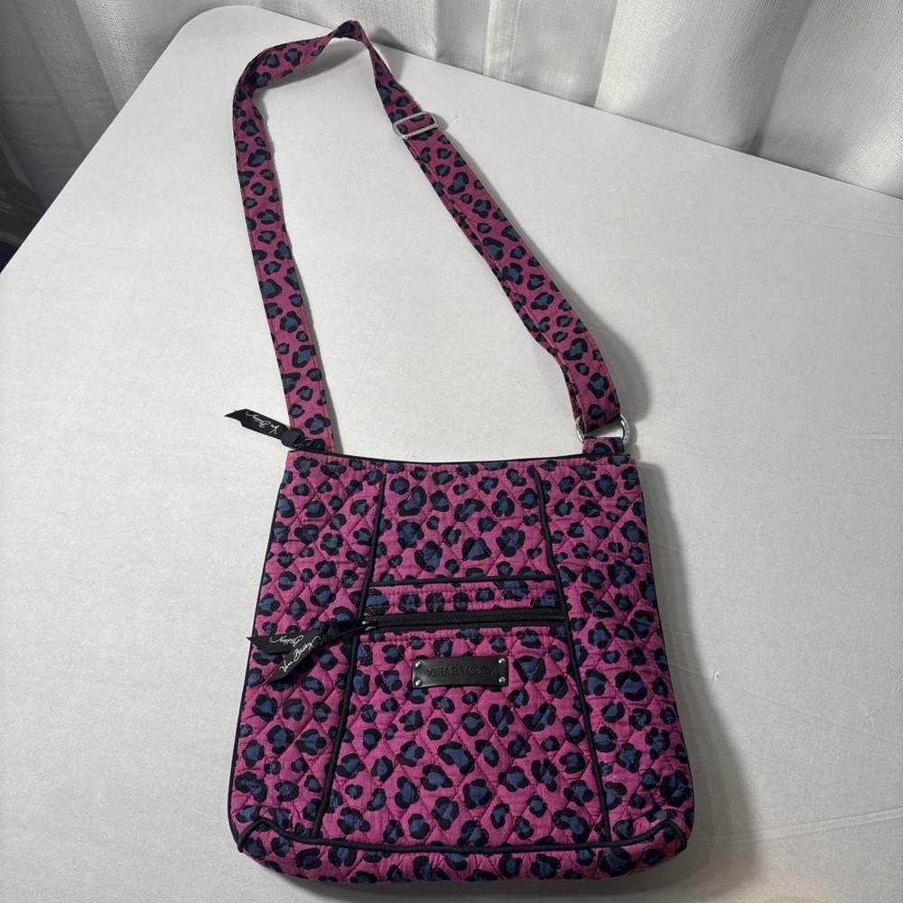 Vera Bradley Purple Cheetah Print Hipster Quilted Shoulder Crossbody Bag